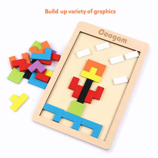 Wooden Tetris Puzzle Brain Teasers Toy