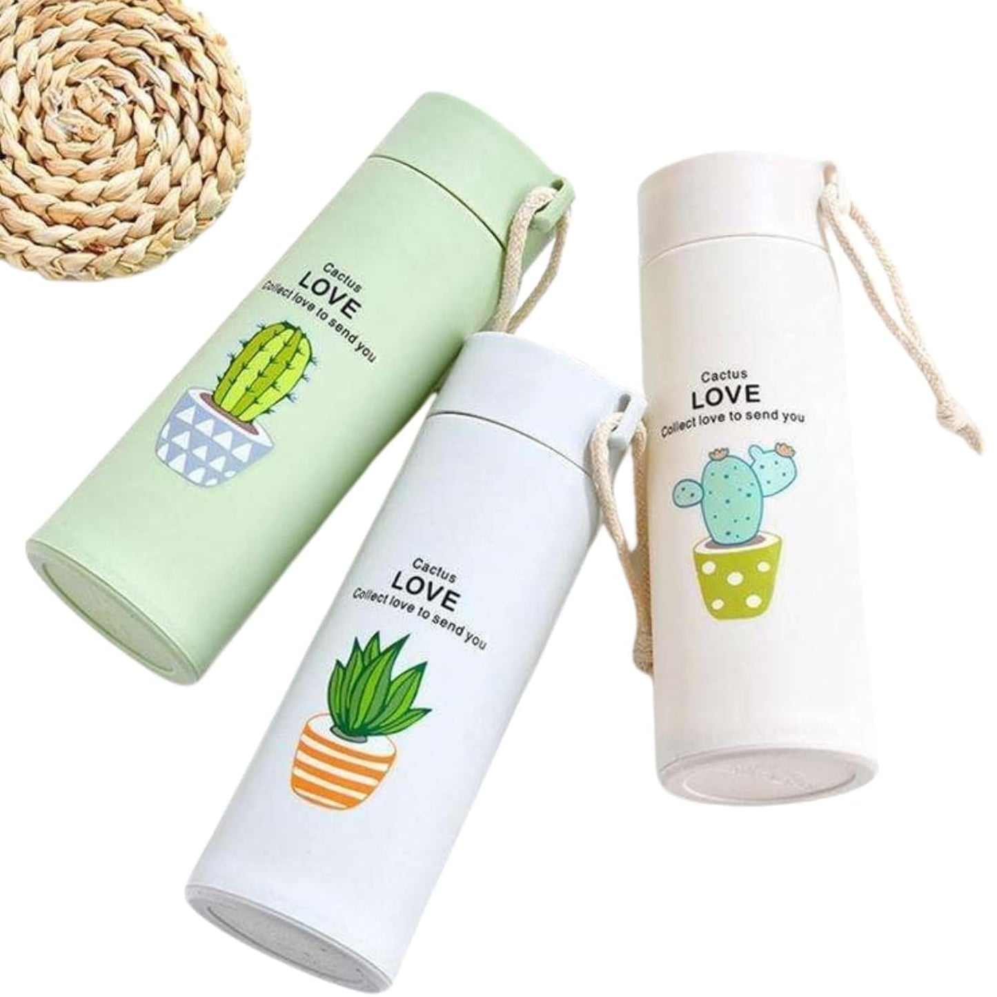 Cactus Love Design Glass Bottle 400ml