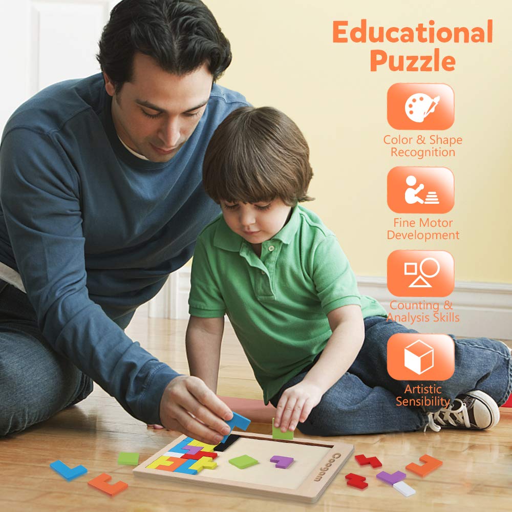 Wooden Tetris Puzzle Brain Teasers Toy