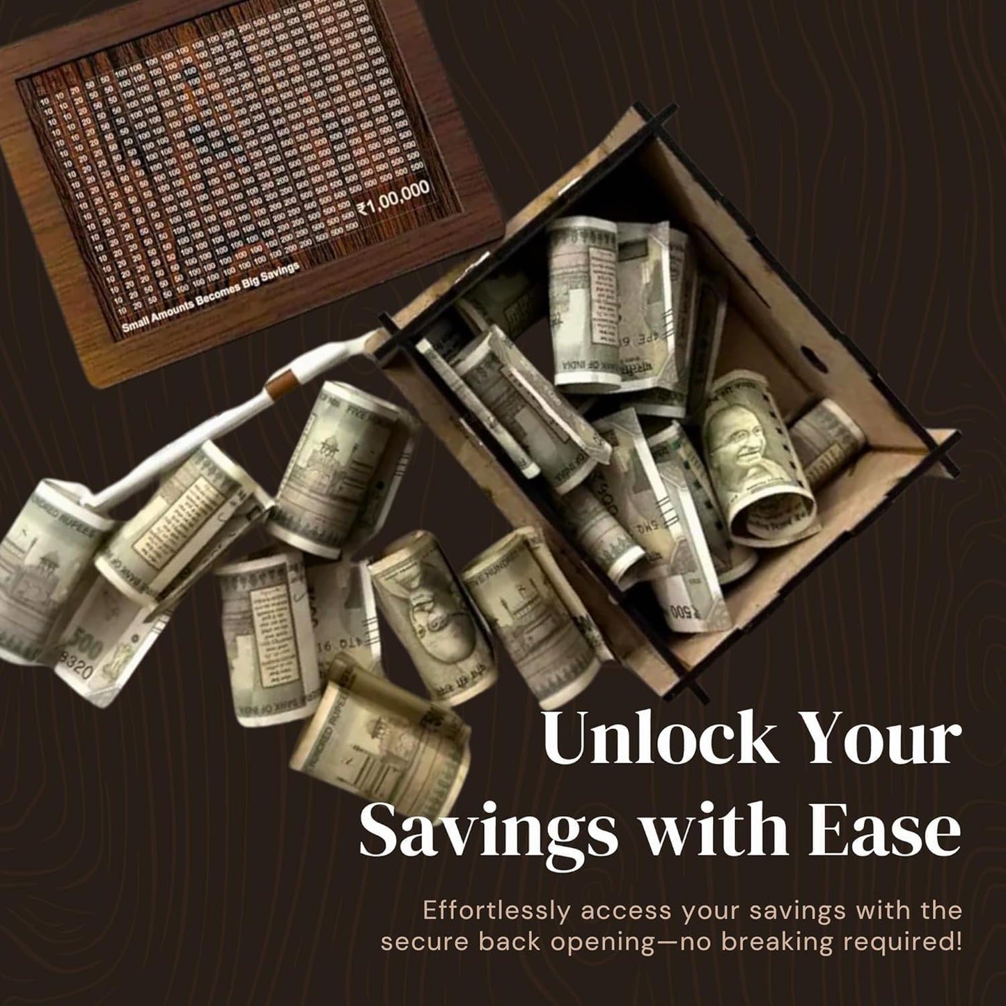 Foldable Reusable Wooden Money Bank