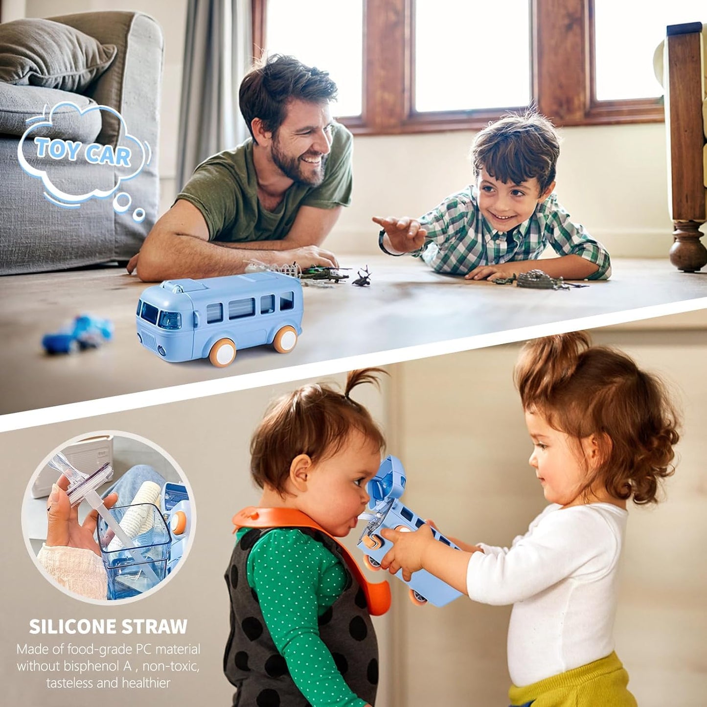 Bus Shape Sipper Bottle for Kids | Capacity 480 ml