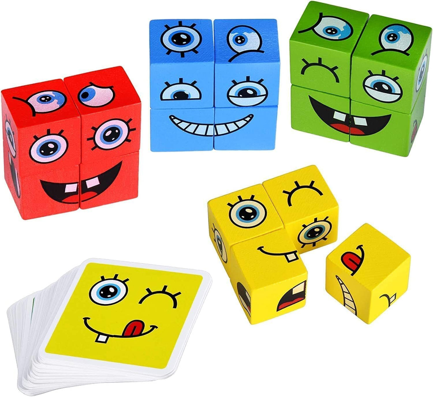 Wooden Emoji Face Changing Cube Puzzle Game
