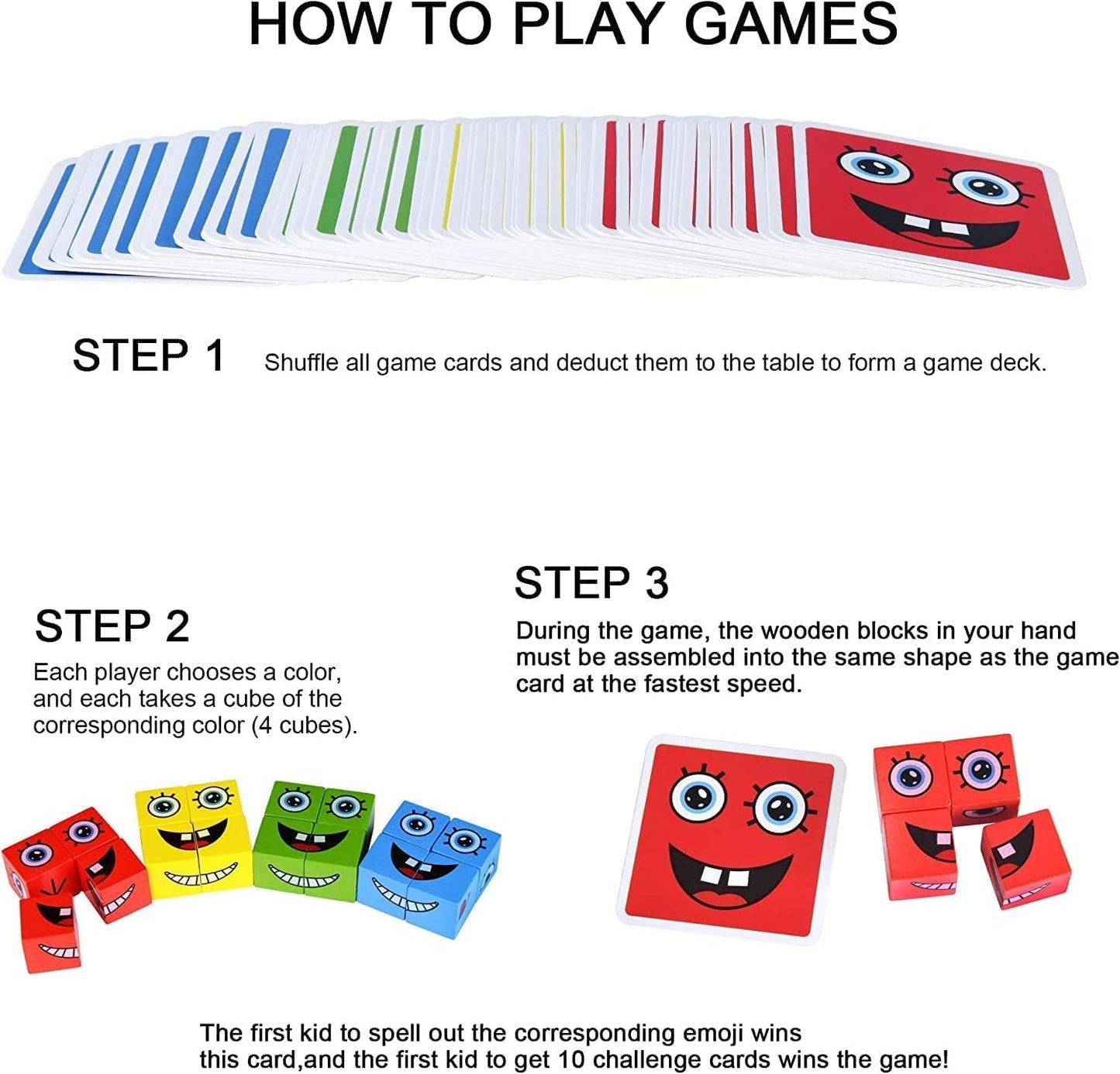 Wooden Emoji Face Changing Cube Puzzle Game