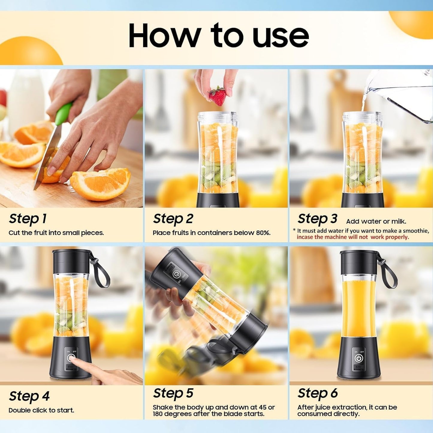 Portable Juicer Mixer Blender For Smoothies & Juices