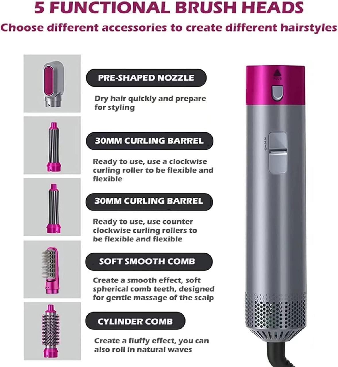 5 in 1 Multifunctional Hair Dryer Styling Tool, Detachable