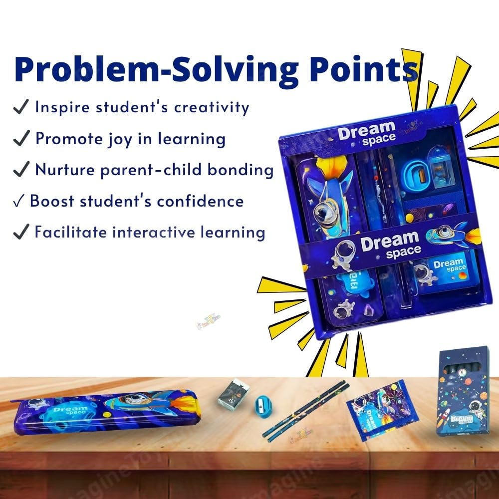 Toy Imagine Theme Stationery Set for Kids | 12-Piece Stationary Kit for Boys & Girls Age 3-15 Years