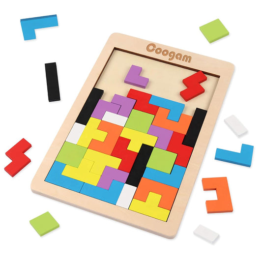 Wooden Tetris Puzzle Brain Teasers Toy