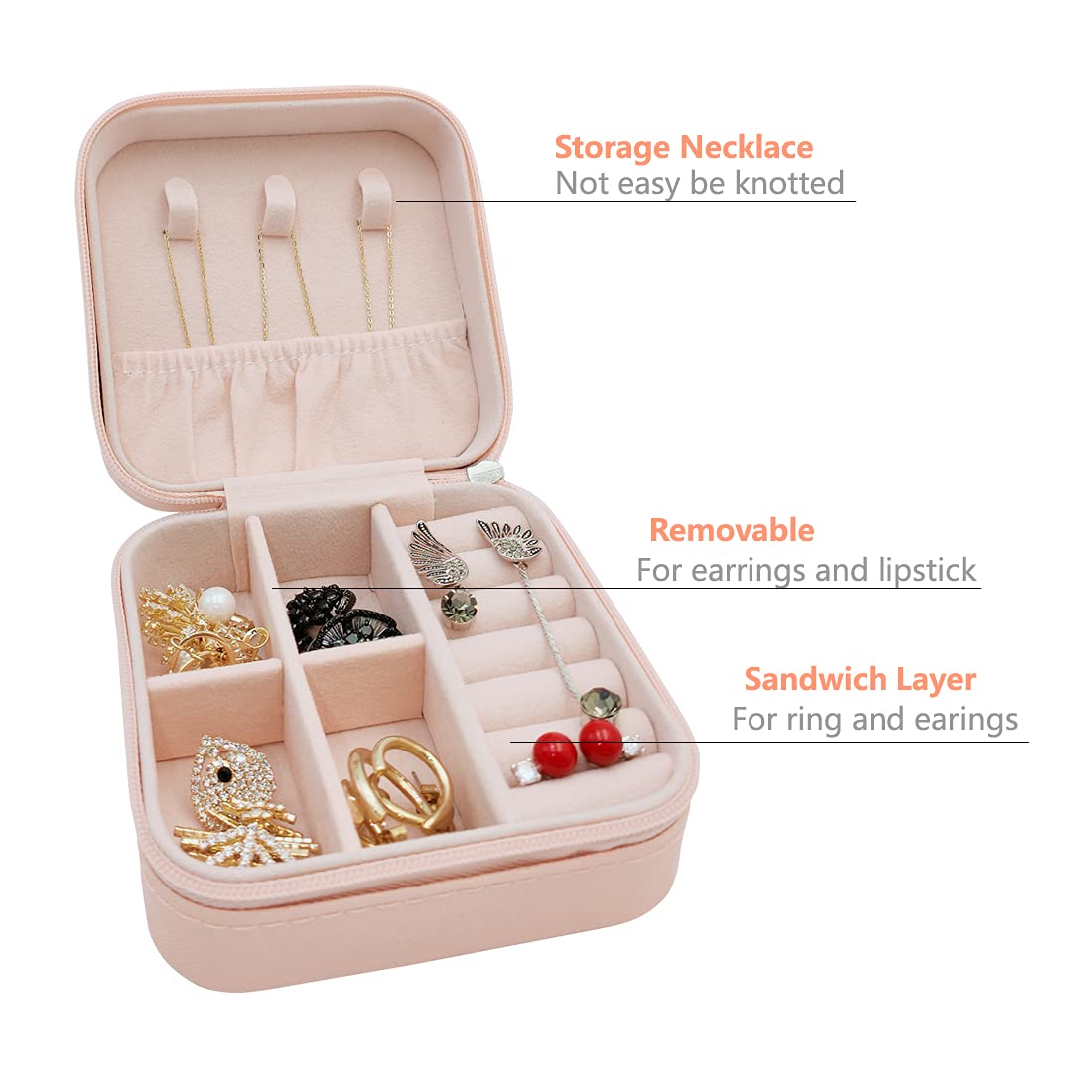 Portable Jewellery Box Travel Mini Storage Organizer Portable Display Storage Box For Rings, Earrings, Necklaces